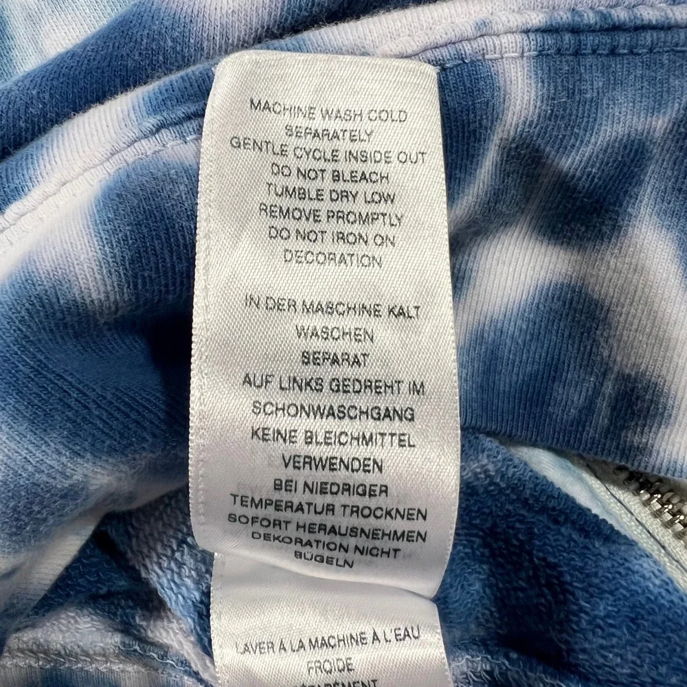 TRUE RELIGION Hoodie Mens 3XL Blue Tie Dye Good Full Zip Applique Grunge Skater